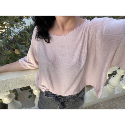 Pull Cape Été court Rose poudre :)