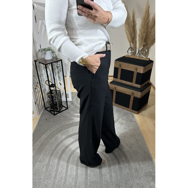 Pantalon large à pince Noir **