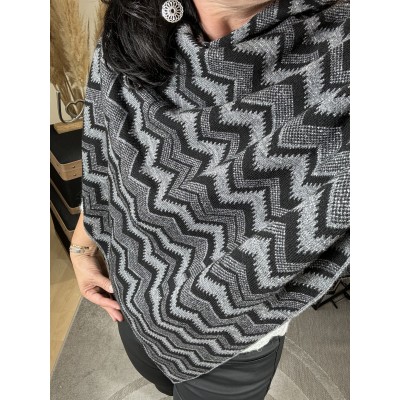 Poncho Chevrons Gris