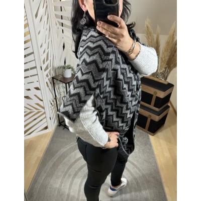 Poncho Chevrons Gris