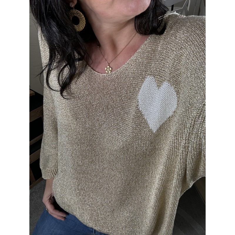 Pull Coeur Doré irisé