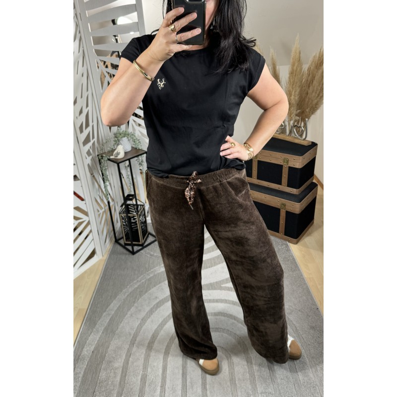 Pantalon large velours