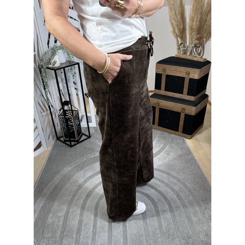 Pantalon large velours