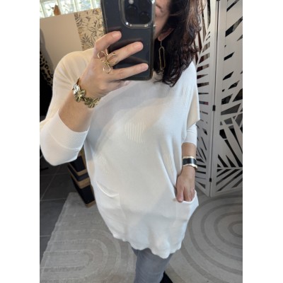 Pull long Coeur blanc **