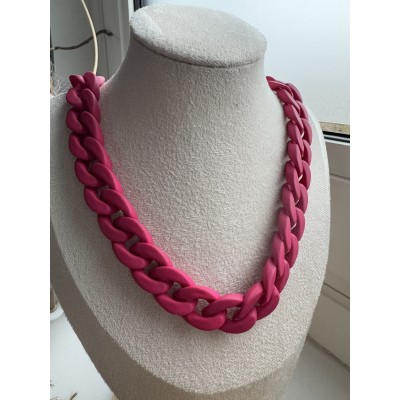 Collier petite maille Fushia **