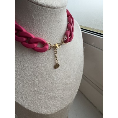 Collier petite maille Fushia **