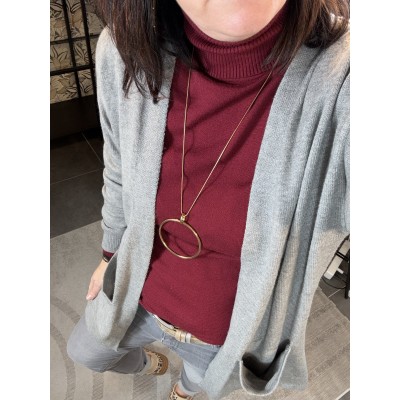 Pull col roulé Bordeaux**