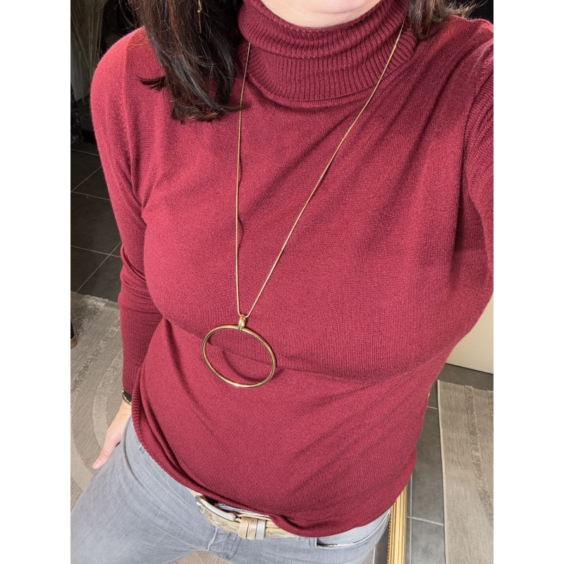 Pull col roulé Bordeaux**