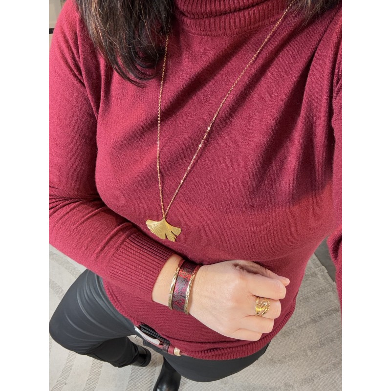 Pull col roulé Bordeaux**