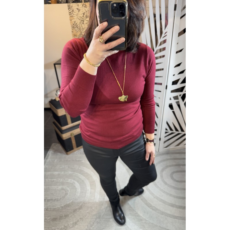 Pull col roulé Bordeaux**