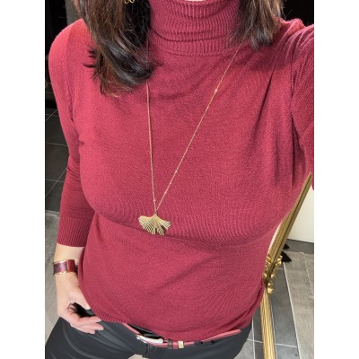 Pull col roulé Bordeaux**