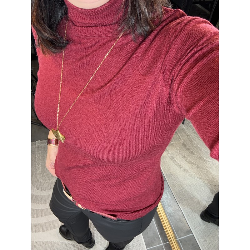 Pull col roulé Bordeaux**