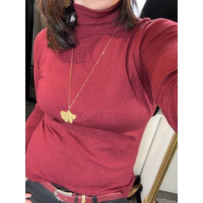 Pull col roulé Bordeaux**