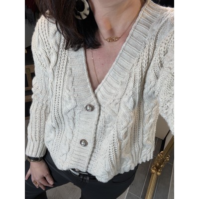 Gilet torsadé Beige **