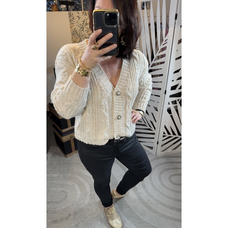 Gilet torsadé Beige **