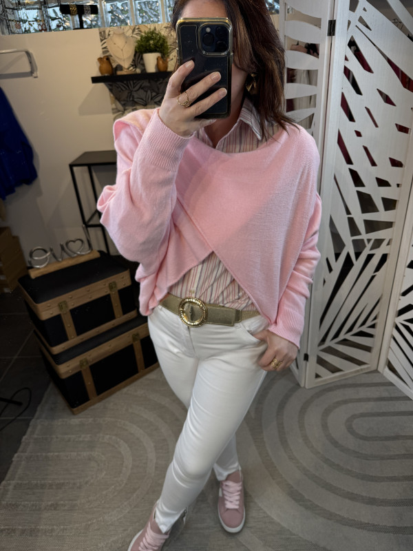Cape croisée rose poudré :)) 