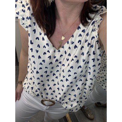 Blouse petits cœurs bleus