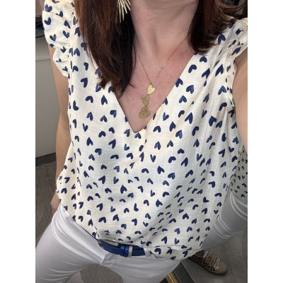 Blouse petits cœurs bleus