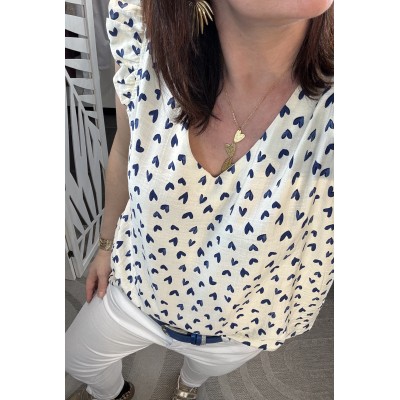 Blouse petits cœurs bleus