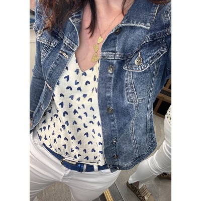 Blouse petits cœurs bleus