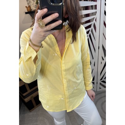 Chemise jaune petits coeurs