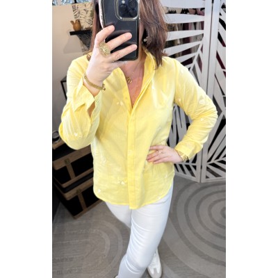 Chemise jaune petits coeurs