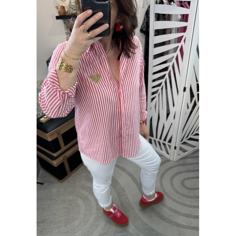 Chemise rayée Rouge