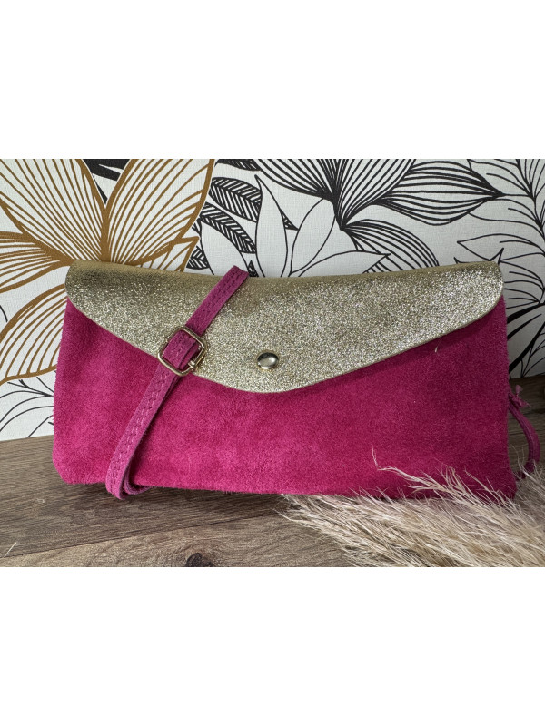 Pochette Rectangulaire Fushia Doree 