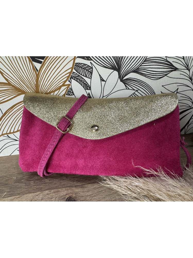 Pochette Rectangulaire Fushia Doree 