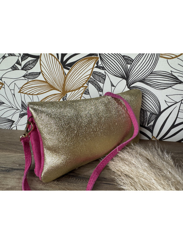 Pochette Rectangulaire Fushia Doree 