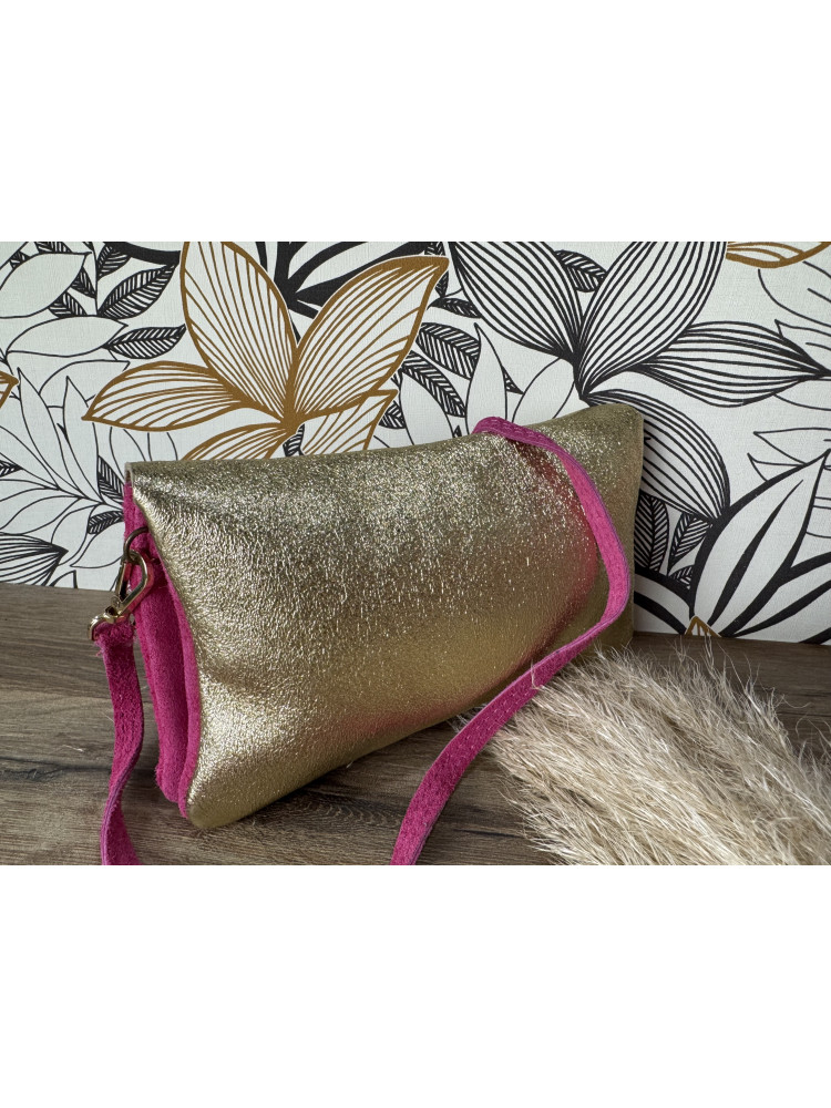 Pochette Rectangulaire Fushia Doree 