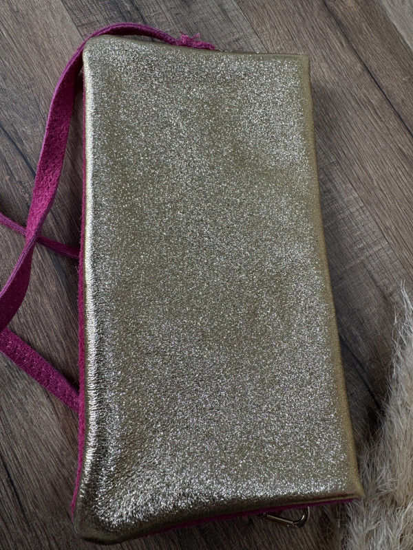 Pochette Rectangulaire Fushia Doree 