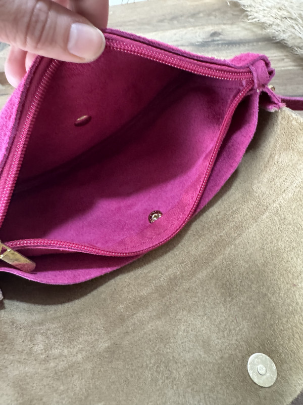 Pochette Rectangulaire Fushia Doree 