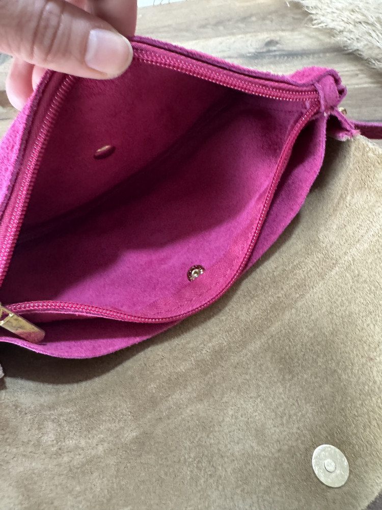 Pochette Rectangulaire Fushia Doree 