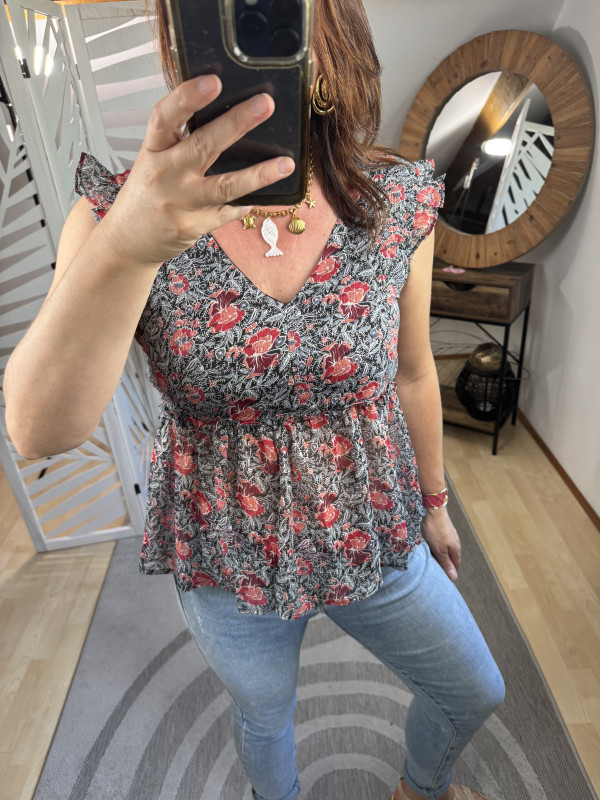 Blouse manches courtes fleurie Paris :) 