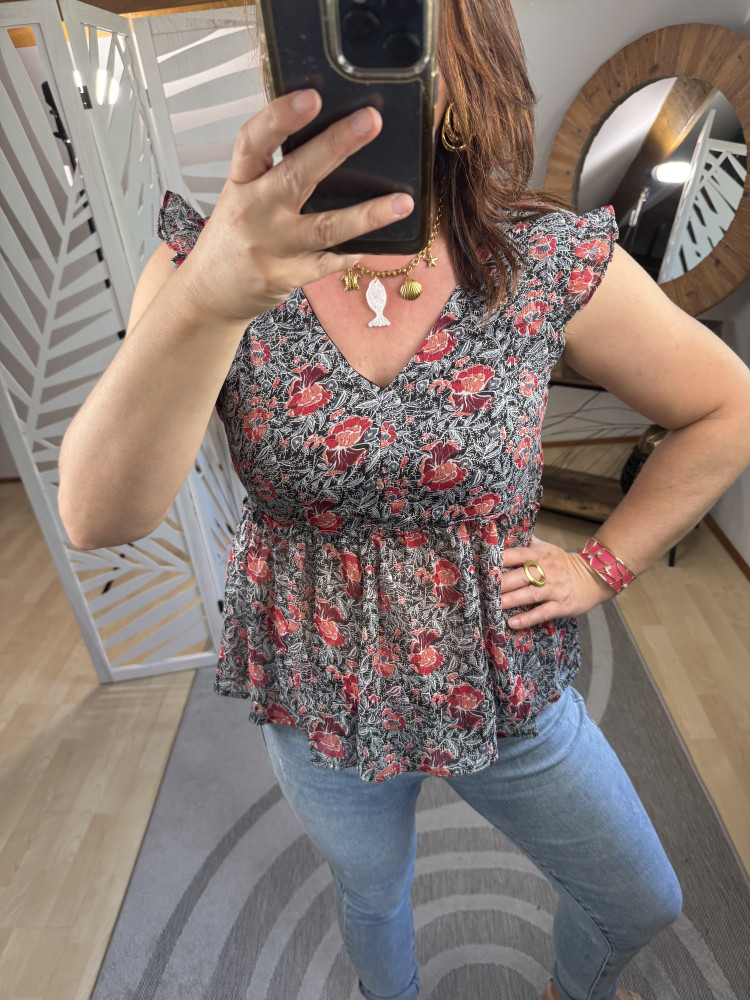 Blouse manches courtes fleurie Paris :) 