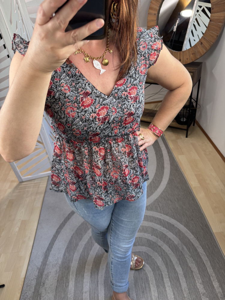Blouse manches courtes fleurie Paris :) 
