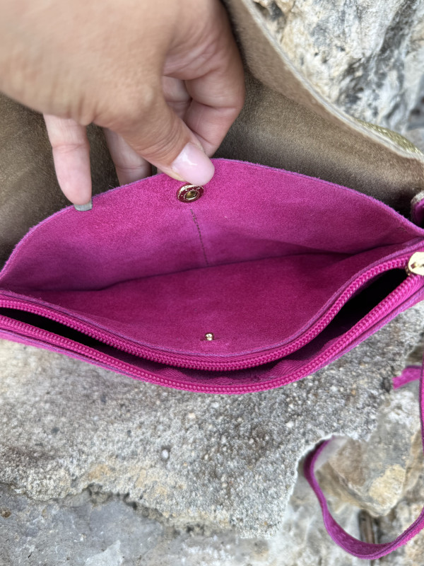 Pochette Rectangulaire Fushia Doree 