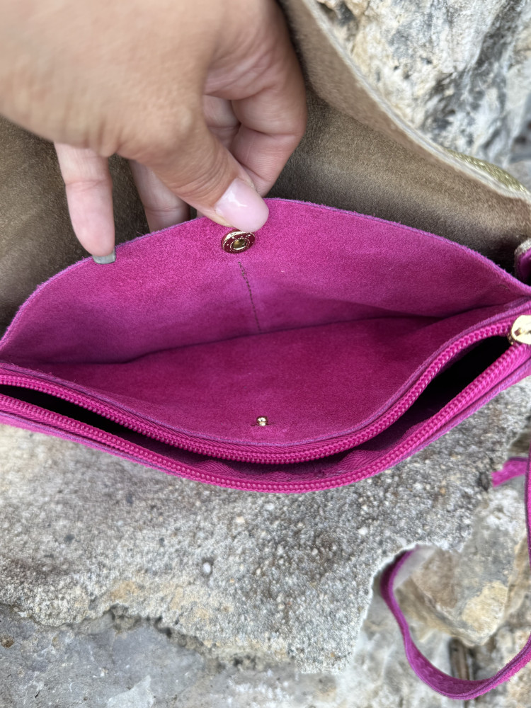 Pochette Rectangulaire Fushia Doree 
