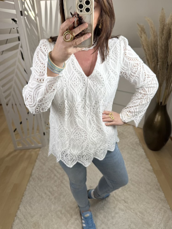 Blouse dentelle blanche Michaela 