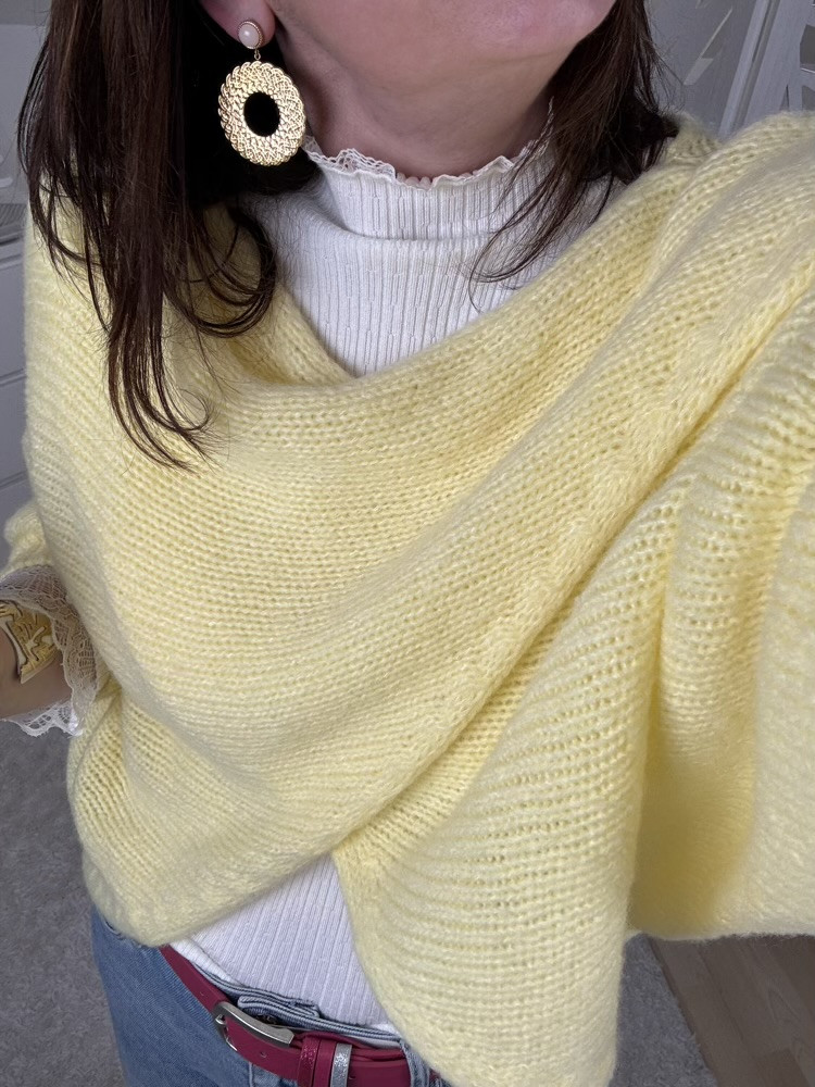 Pull cape croisée Jaune 