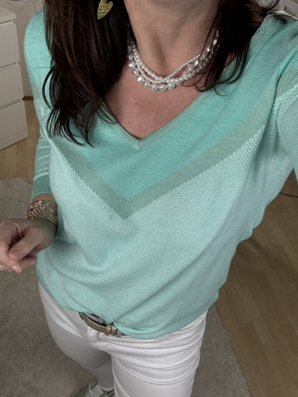 Pull col V turquoise Aldo :) 