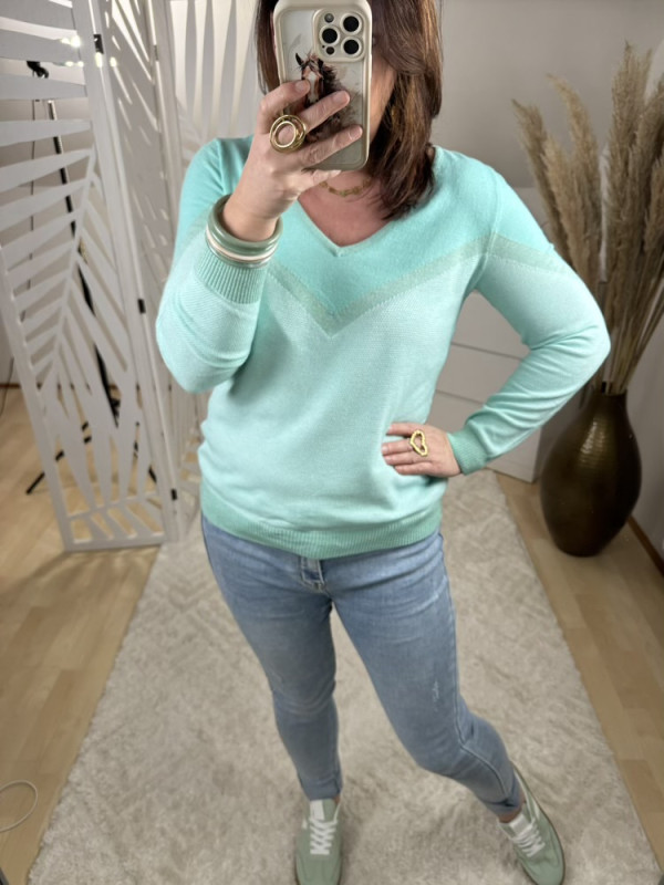 Pull col V turquoise Aldo :) 