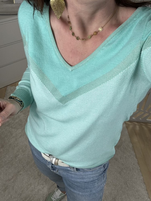 Pull col V turquoise Aldo :) 