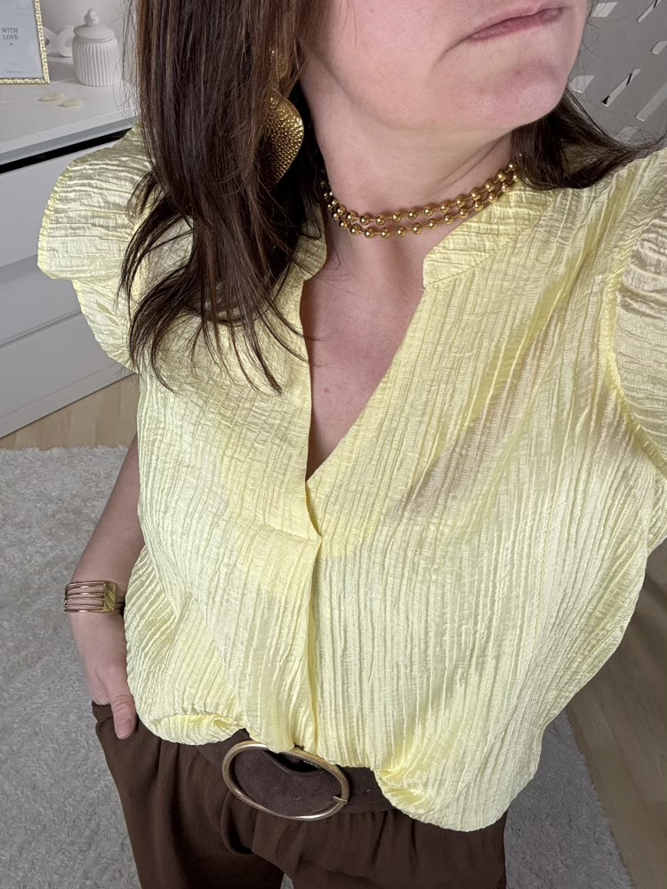 Blouse manches volantées Jaune ou Lila 