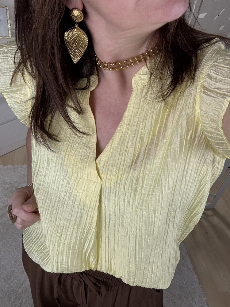 Blouse manches volantées Jaune ou Lila 