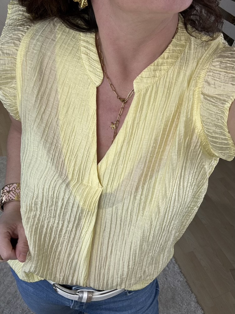 Blouse manches volantées Jaune ou Lila 