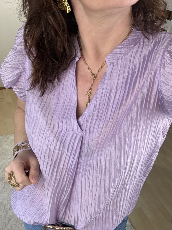 Blouse manches volantées Jaune ou Lila 