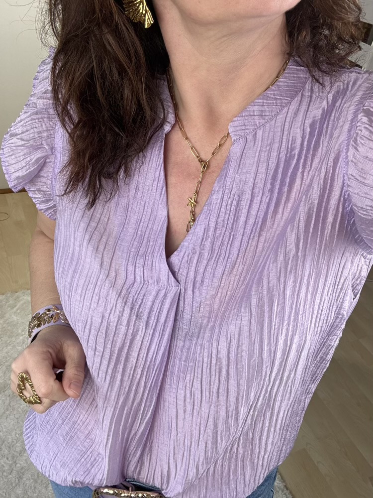 Blouse manches volantées Jaune ou Lila 