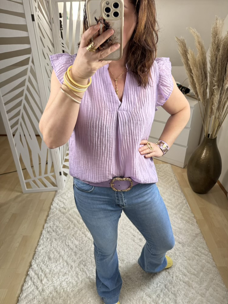 Blouse manches volantées Jaune ou Lila 